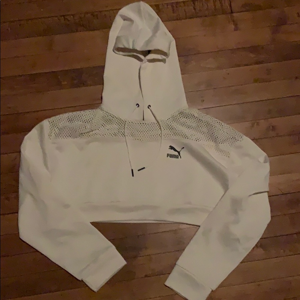 Cream Puma Crop Hoodie